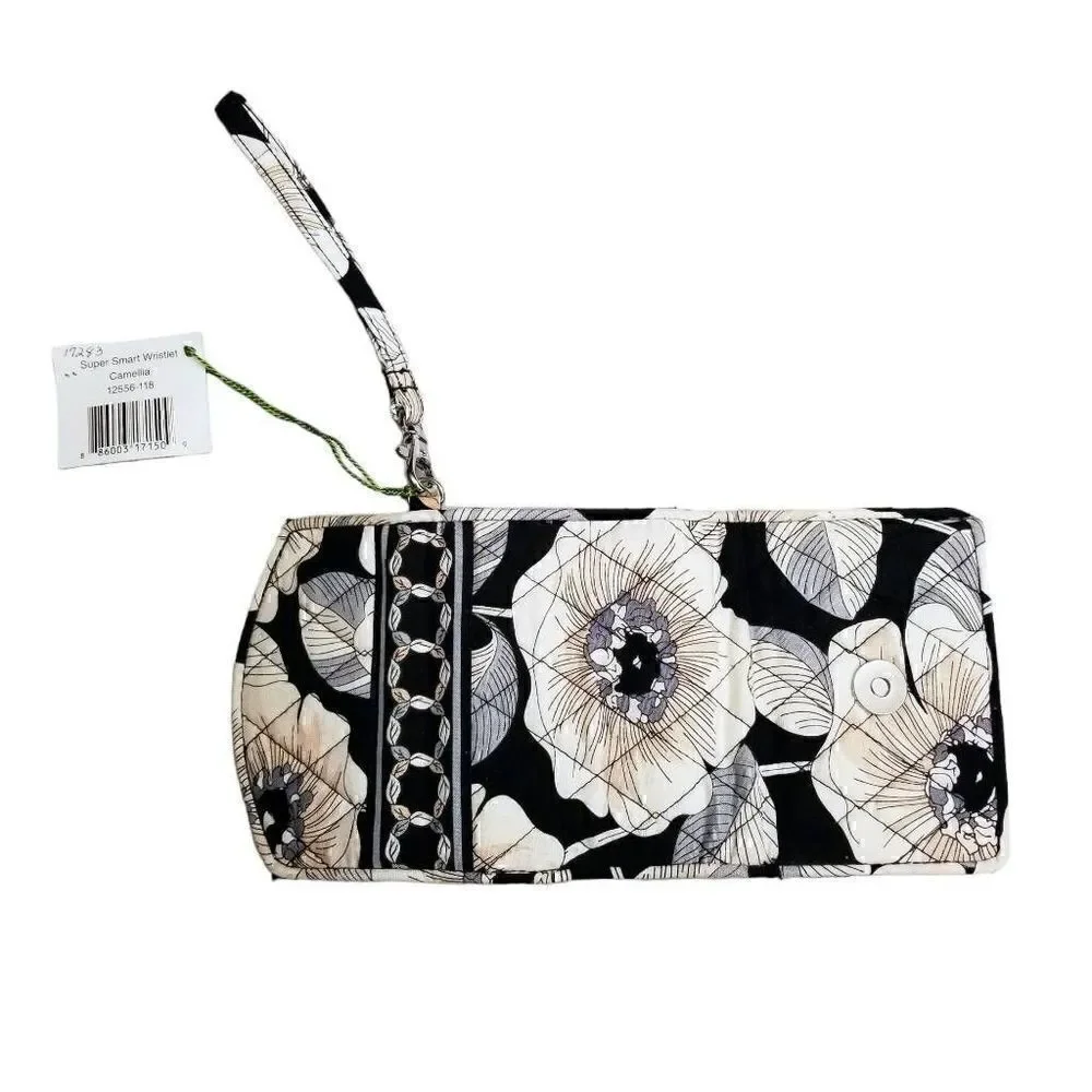Vera Bradley NEW! Set of Two Black & White Wristlet & Clip Zip ID Holder Bags